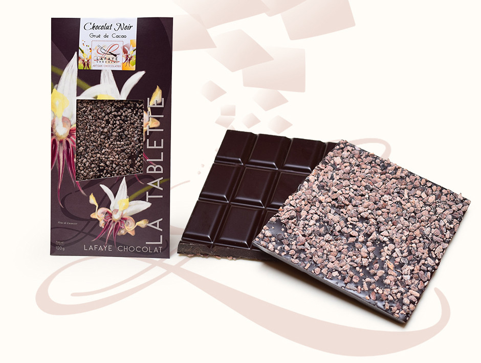 Tablette de Chocolat Noir - Grué de Cacao & Noisettes